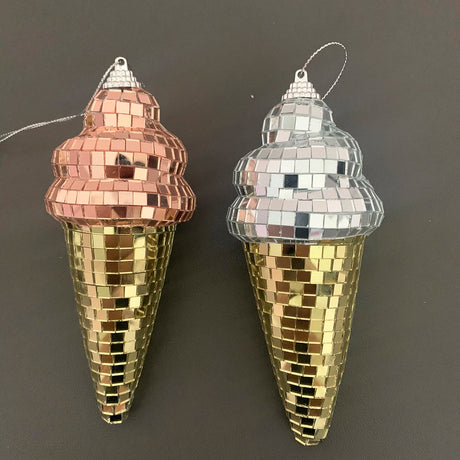 Hanging Disco Ice Cream Cone Mirror Ball Room Decor