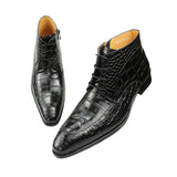Gator Boots Pointed Toe Mens Genuine Leather Shoes White Purple Green