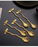 Golden Dragonfly Flower Bird Starfish 11CM Mini Spoon Teaspoon