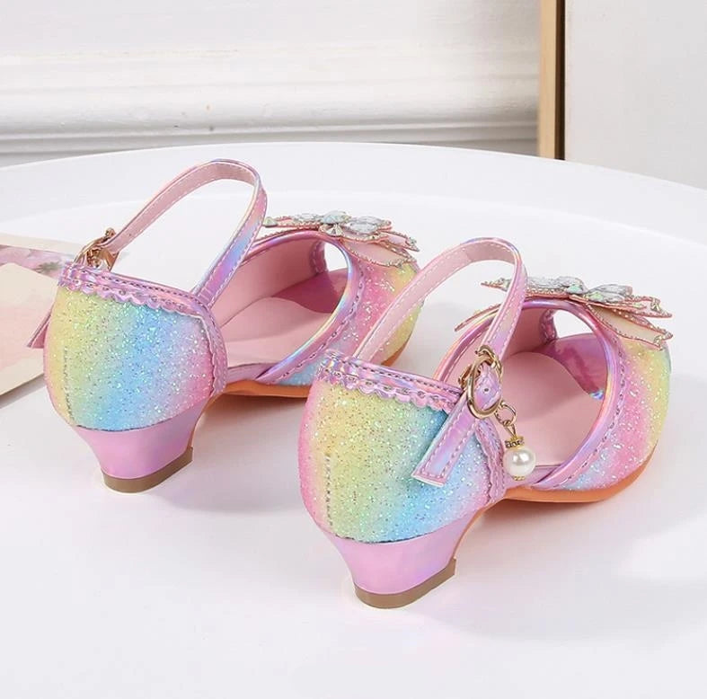 Party Shoes for Girls Glittery Butterfly Mary Jane Sandals Purple Gold Pink Blue