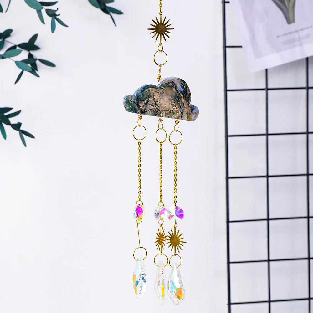 Natural Crystal Cloud Sun Catcher Cherry Agate Lepidolite