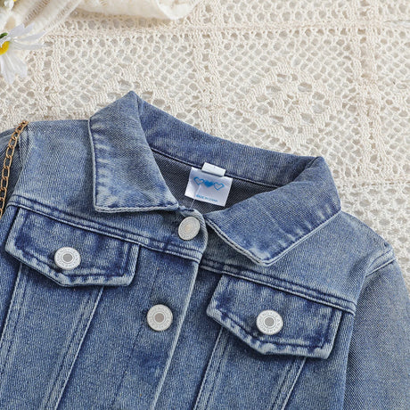 Cousin Crew and Sisters Letter Printed Denim Jackets for Girls