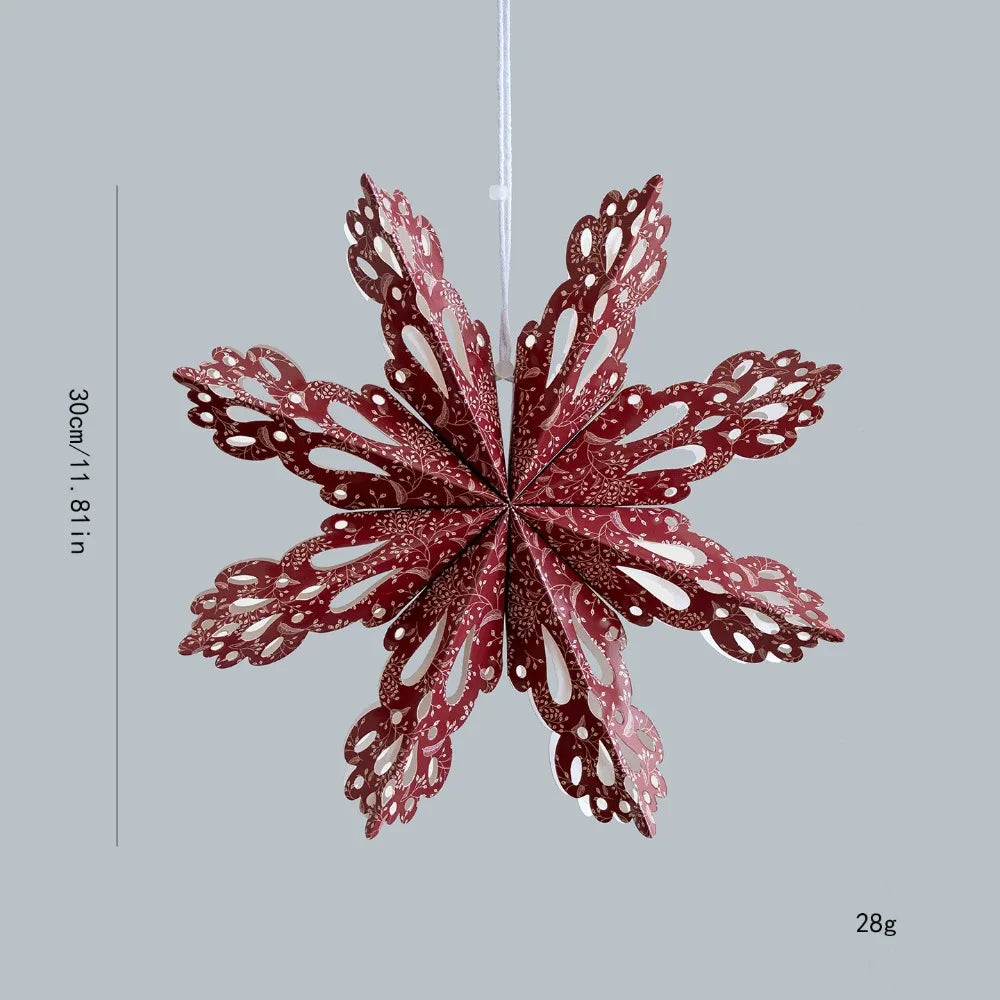 Paper 3D Christmas Tree Lampshade Hanging Snowflake Shape Star Decorative Lampshade Ceiling Pendant 30cm