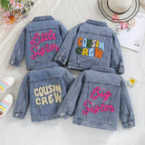 Cousin Crew and Sisters Letter Printed Denim Jackets for Girls