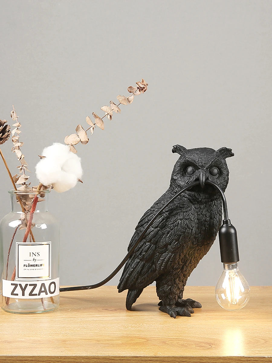 Owl Table Lamp Dark Academia Home Decor