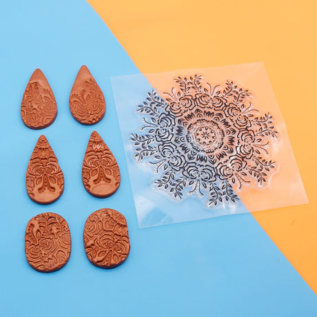 9cm Mandala Pottery Polymer Clay Texture Sheets Embossing Stamp