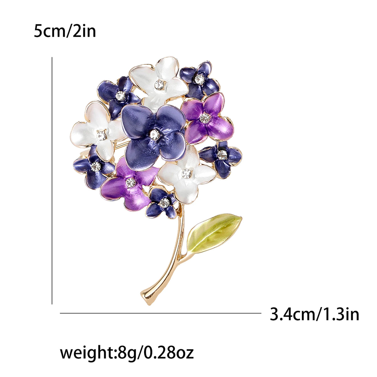 Enamel Hydrangea Brooches