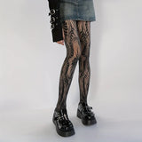 Purple Punk Stockings Eye Rose Lace Spider Web Pantyhose