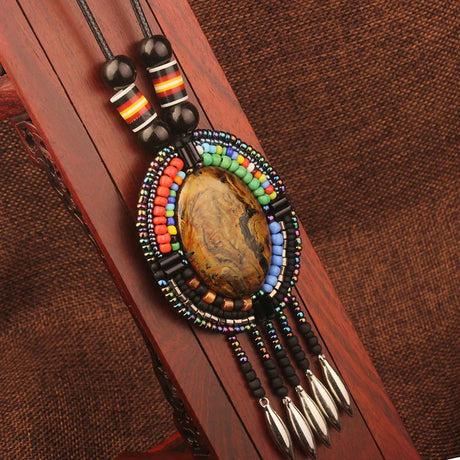 Handmade Beaded Leather Boho Necklaces