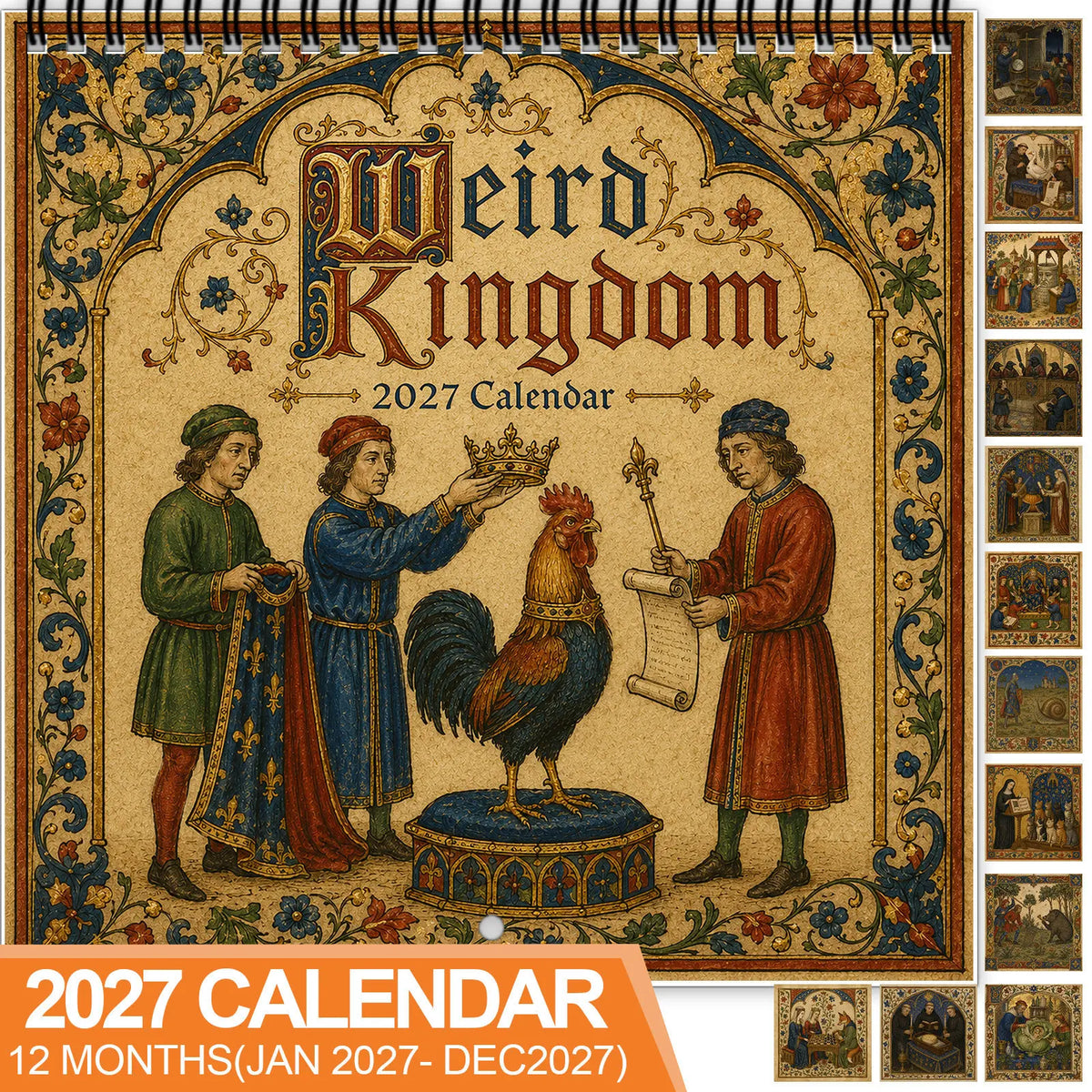 2027 Weird Kingdom Medieval Wall Calendar 12 Months Wall Hanging Calendar