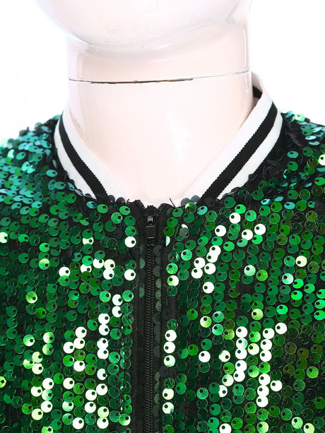 Kids Girls Sequinned Dance Bomber Jackets