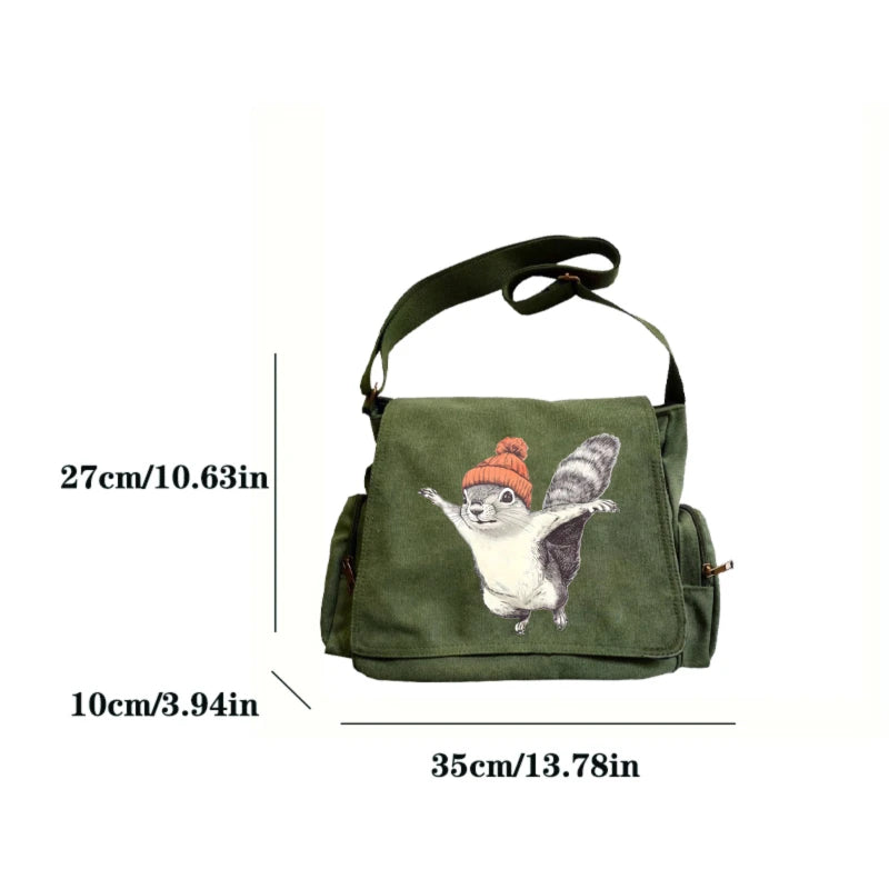 Flying Squirrel Nirvana Print Canvas Shoulder Bag Crossbody Messenger Bag