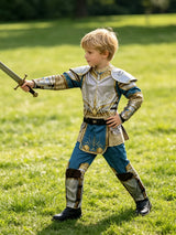 Knight Costume Kids Soft Cosplay Silver Gold And Blue Long Sleeve Set Book Week Halloween