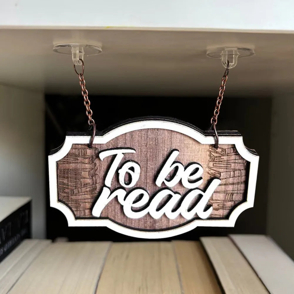 Wooden Bookshelf Signs Library Decor
