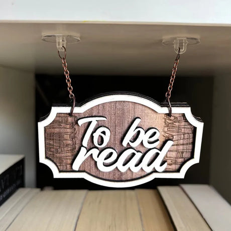 Wooden Bookshelf Signs Library Decor