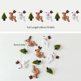 180cm Wool Felt Christmas Garland Handmade Snowman Reindeer Pom Pom Banner for Xmas Tree Wall Mantel Decor