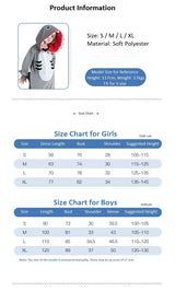 Boys and Girls Grey Shark Kids Outfits Book Week Costume Onsie Hoodie Halloween Fancy Dress Up Play Suit