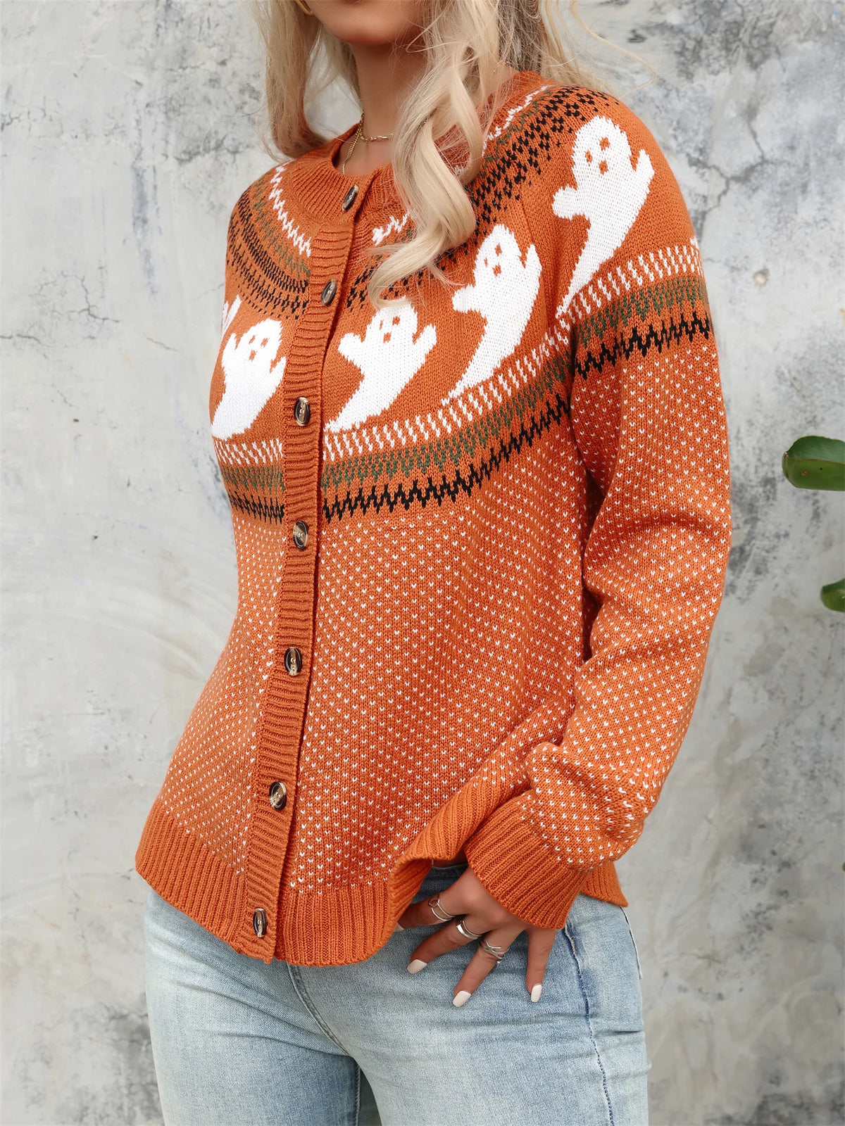 Halloween Ghosts Pumpkin Spice Cardigan