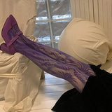 Purple Punk Stockings Eye Rose Lace Spider Web Pantyhose