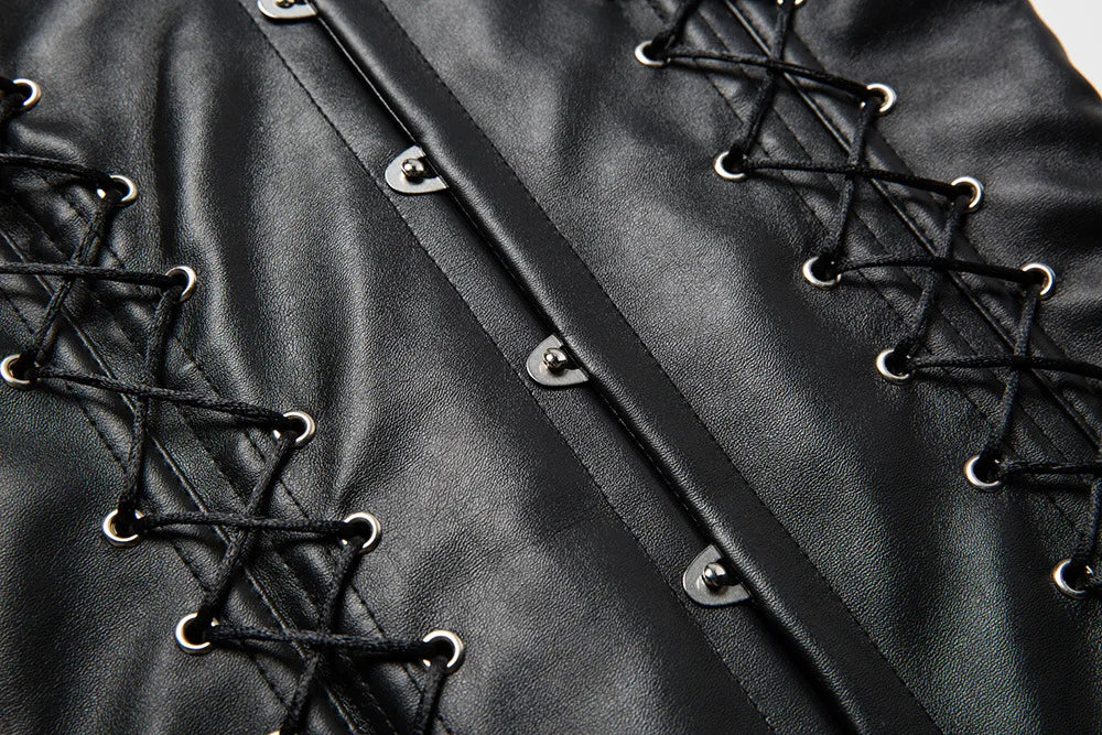 Vampira Draven's Lace-Up Steel Boned PU Corset