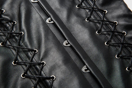Vampira Draven's Lace-Up Steel Boned PU Corset