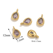 5pcs Stainless Steel Drop Crystal Charms For Jewellery Making DIY Earrings Bracelet