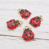 6PCS Enamel Red Ladybug Charms DIY Jewellery Making