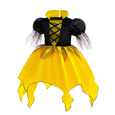 Girls Halloween Cosplay Yellow Witch Costume