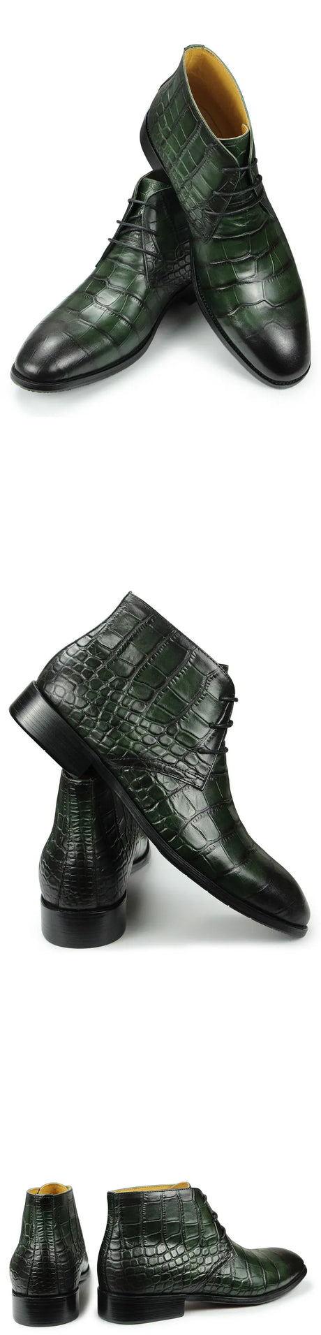 'Gator Men's Ankle Boots Genuine Leather Handmade Dress Shoes