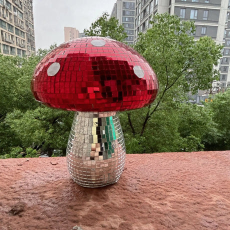 Disco Red Mushroom Mirror Ball Party Decoration