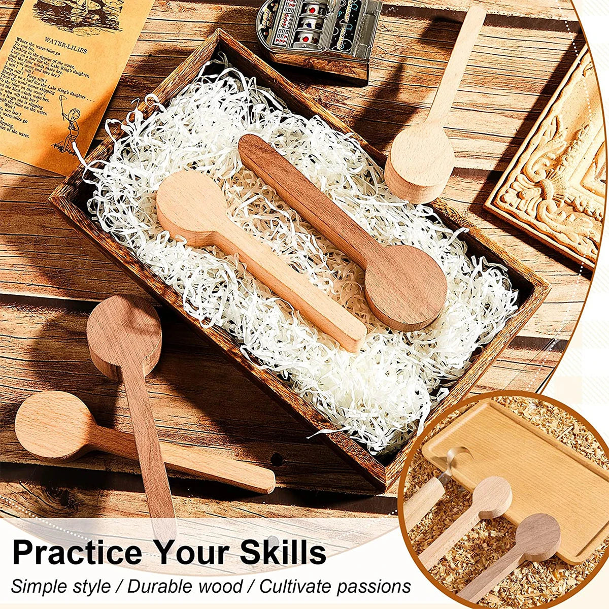 Wood Carving Spoon Blanks Carve Your Own Spoon Beech and Walnut DIY Wood Crafts Wood 5/10 PCS
