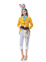 Women's Gentleman Rabbit Cosplay Costume Halloween Carnival Party Stage Performance Set With Bunny Ear Headwear Bow Tie Gloves