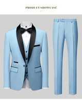 Mens Tuxedo Three Piece Suit Blazer with Trousers and Vest