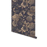 Ink Floral Self Adhesive Wallpaper Black Flower Removable Peel and Stick Wallpaper