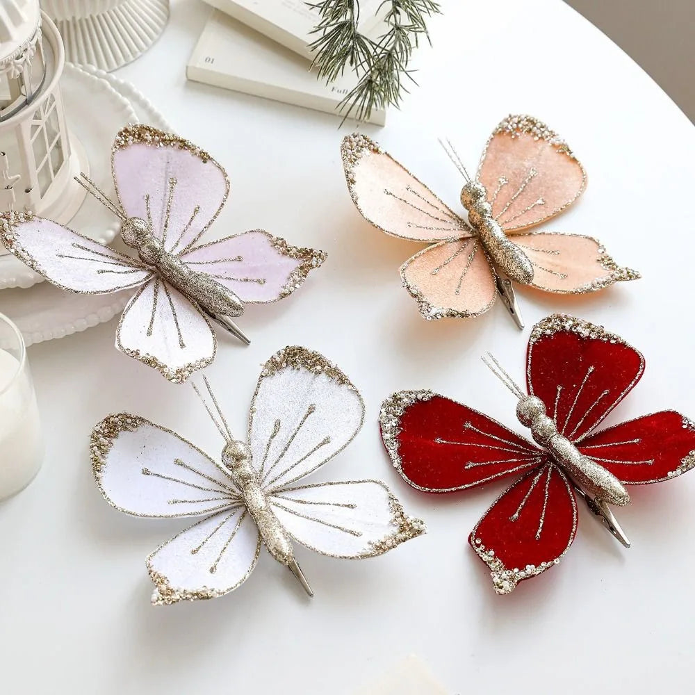 Sparkling Christmas Butterfly Pendant Glitter with Clip Xmas Tree Decoration