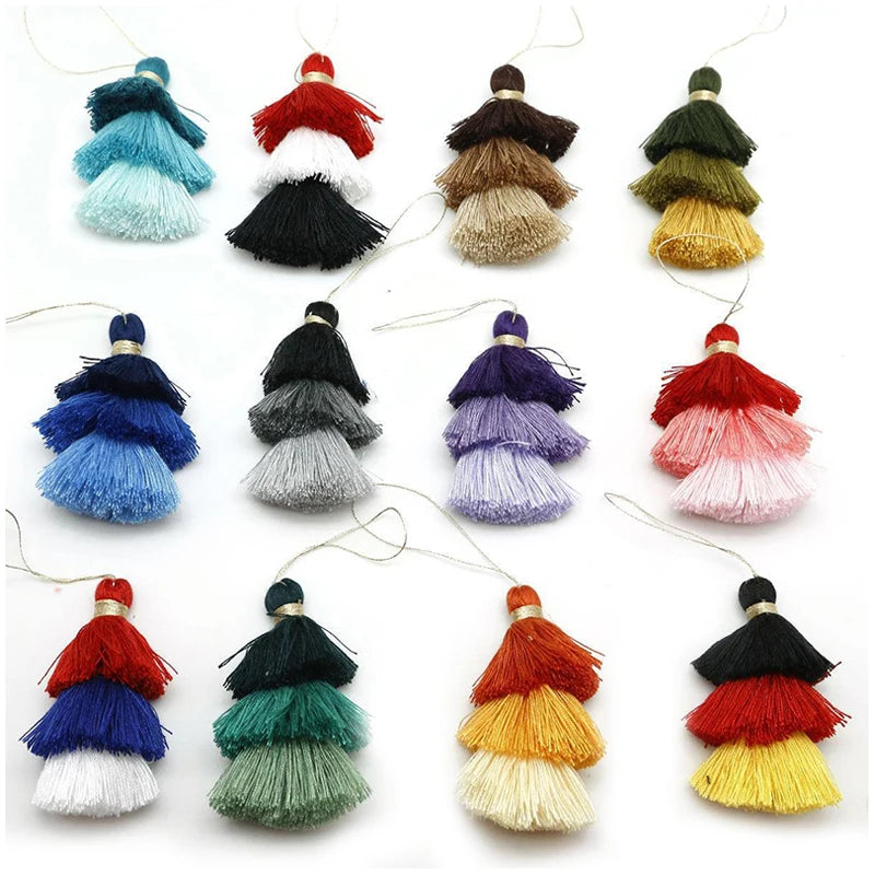 1/2pcs Cotton Tassels for Crafts Tri-Layered Tassels with Hanging Loop for Crafts Jewelry Making Bookmark Clothing  Accessories