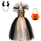 Girls Witch Ghost Vampire Halloween Costume Fluffy Tulle Dress