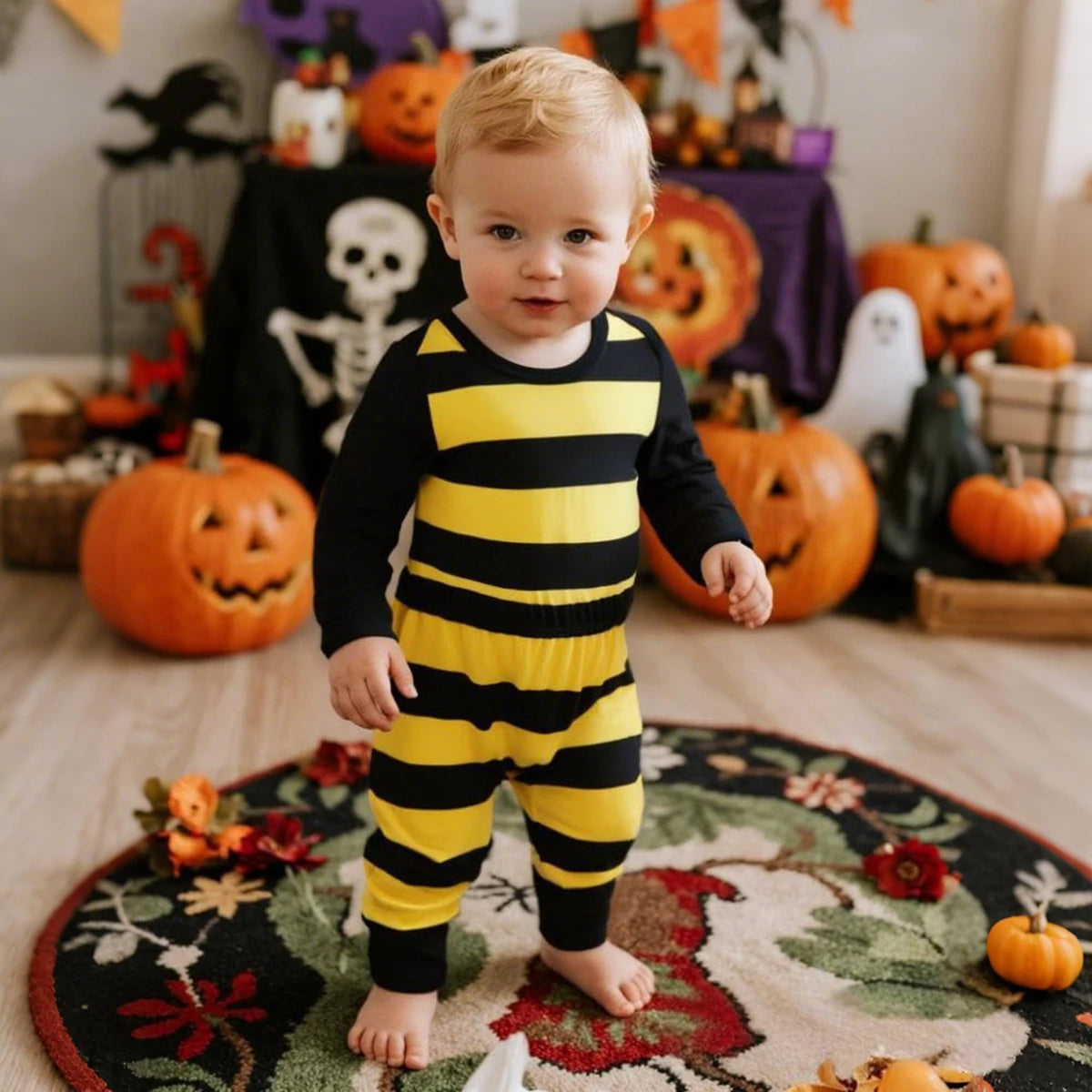 Infant Baby Bee Clothing Sets Girls Boys Beanie Onesie Pants Set