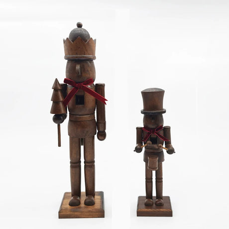 Wooden Nutcracker Christmas Decor With Red Bow Xmas Decor