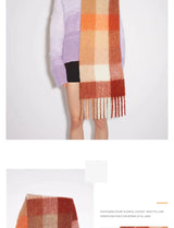 Colour Blocks Autumn Winter Plaid Scarves Imitation Cashmere Mohair