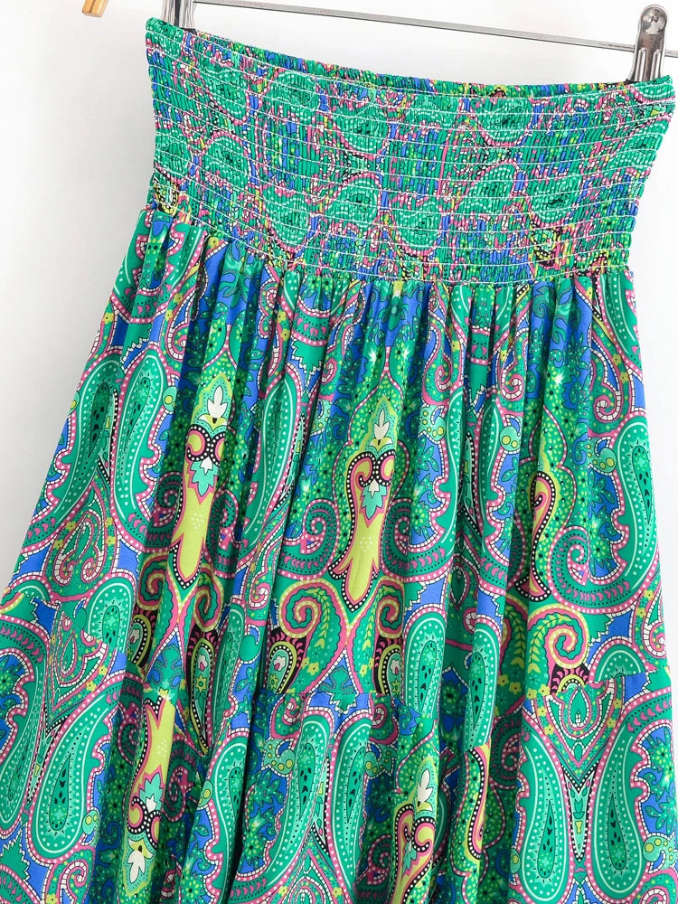 Nahlia's Wild Floral Print High Low Beach Boho Skirt