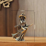 Brass Witch on Broom Figurine Tea Pet
