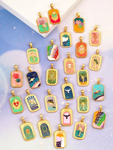 Enamel Heart Flower Dolphin Charm Pendants 18K Gold Plated DIY Bracelets Necklaces Jewellery Making Supplies