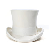 18cm Tall White Wool Felt Top Hat Satin Lined
