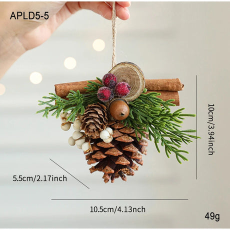 Christmas Bell Antlers Bow Pinecone Bell Christmas Hanging Decoration