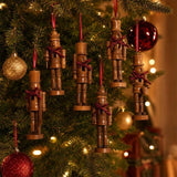 Set of 6 Wooden Nutcracker Christmas Tree Hanging Ornaments