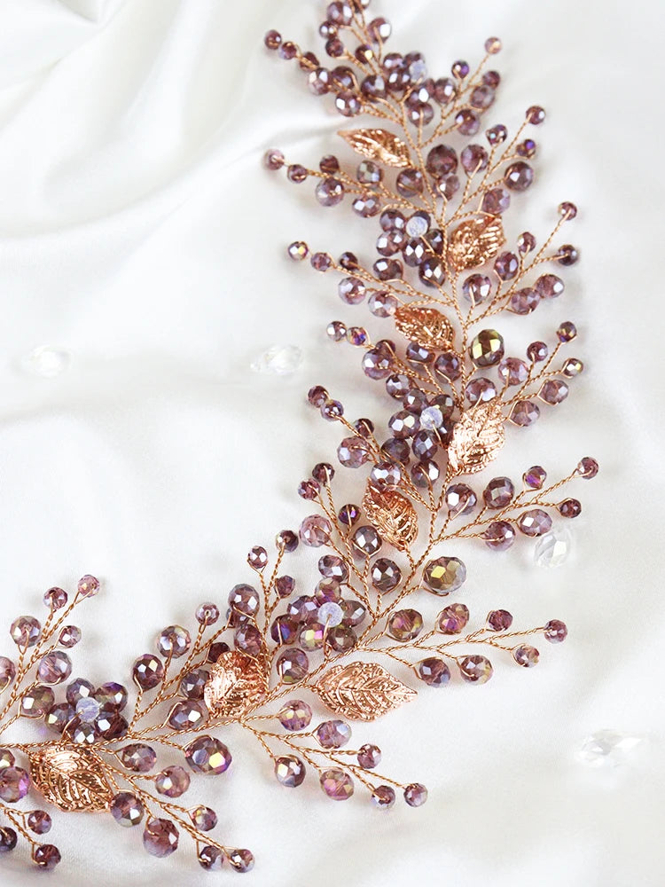 Purple Crystal Bridal Headdress Hair Accessories