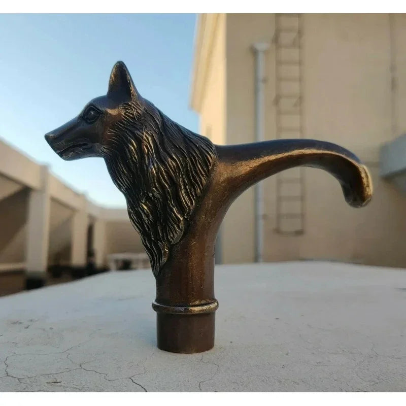 Wild Wolf Victorian Walking Stick Gun Bronze Head Cane Handle