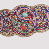Boho Beaded Elastic Waist Wide Belt