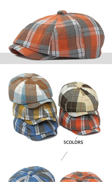 Plaid Newspaper Boy Beret Caps
